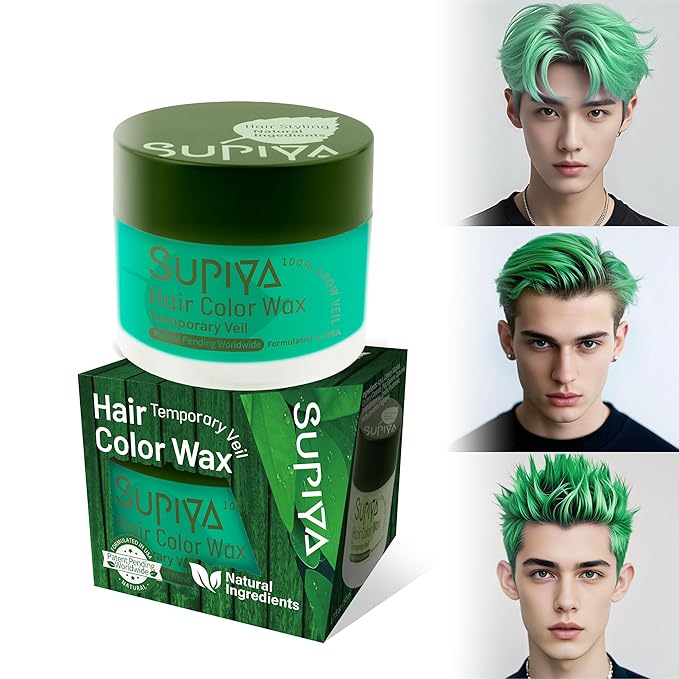 Temporary Hair Color Wax for Kid Men Women - SUPIYA Washable Hair Wax Color, All-Day Hold Disposable Hair Dye for Christmas, Cosplay & Daily (Forest Color #20)