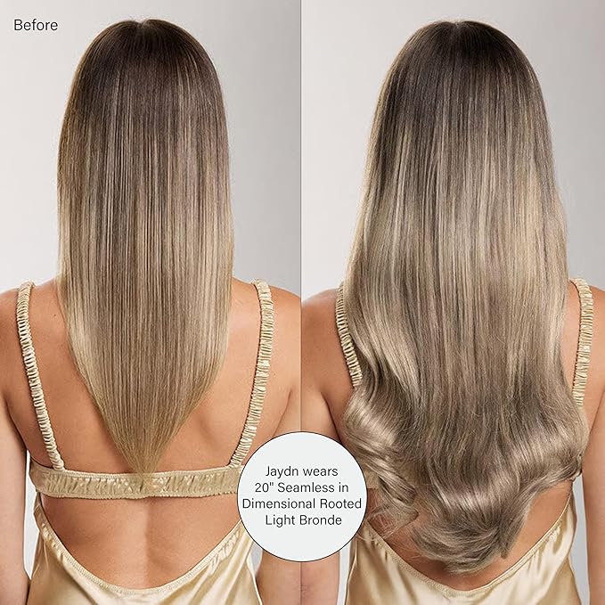 Luxy 100% Remy Human Hair – Halo Clip-In Hair Extensions –Natural Looking Volume & Length - One-Piece - Easy 5-Min Application 140 grams 16" Dimensional Rooted Light Bronde
