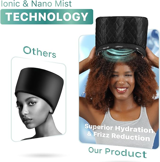 High-Power Hair Steamer Cap for Natural Hair – Deep Conditioning, Easy to Use, Adjustable Heat & Timer, at-Home Salon Treatment for Black Hair Care, Moisture & Repair Treatment for Healthy Hair