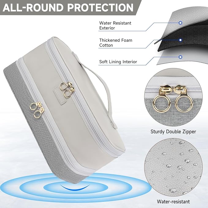 Travel Carrying Case Compatible with Shark Flexstyle/FlexFusion/Hair Dryer,Double-Layer Hair Hot Tools Storage Bag Fits for Dyson Airwrap Styler/Supersonic Hair Dryer and Attachments,Grey-Bag Only