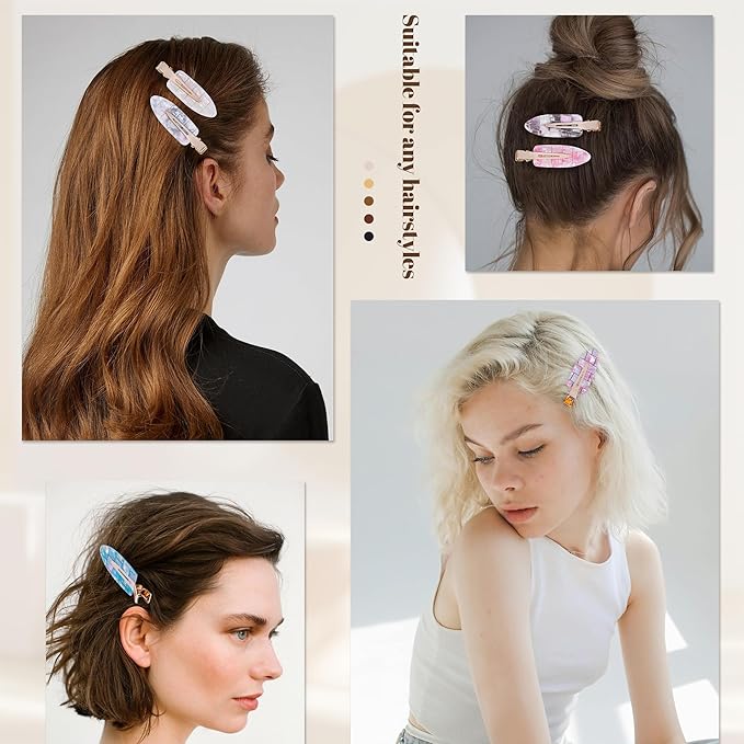No Crease Creaseless No Bend Hair Clips For Styling Non Slip Flat Clips For Makeup Hair Accessories For Women,Sparkle Multiple Colors,12 PCS
