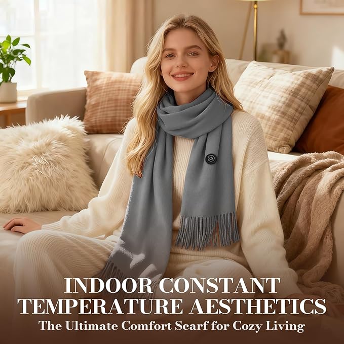 EN'DA professional Heated Scarf for Women and Men with Rechargeable Battery, Winter Electric Scarf for Cold Weather