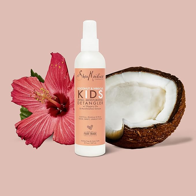 SheaMoisture Detangler Conditioner, 8 oz, Pack of 2 | Kids | Curly Hair | Coconut and Hibiscus | Extra Moisturizing
