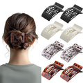 8 Pack French Flat Hair Clips for Women – Large Matte No-Slip Claw Barrettes for Thick & Thin Hair, Strong Hold Styling Accessories (Leopard Black and White)