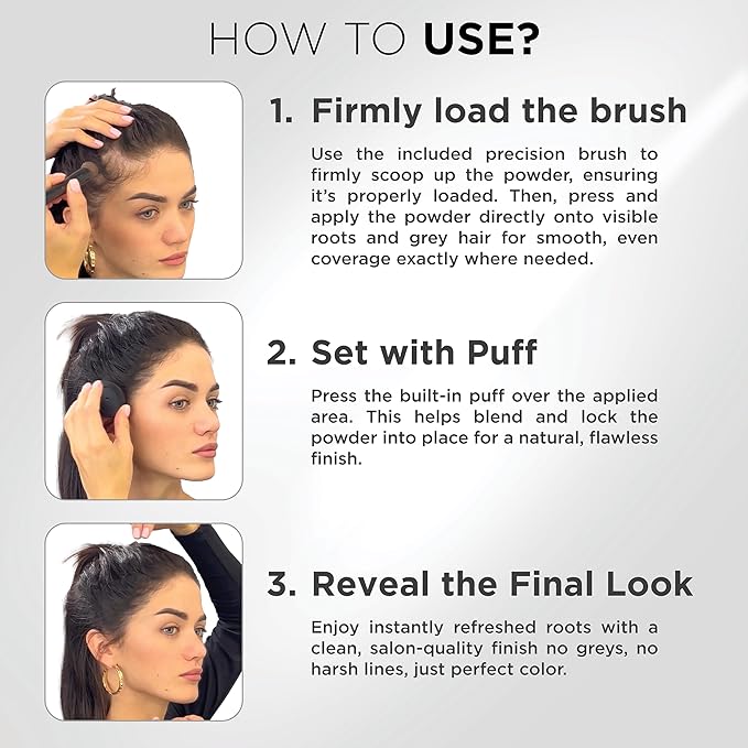 THICK FIBER Root Touch Up Powder with Brush – Covers Grey Roots, Thinning Hair & Bald Spots – Sweat & Water Resistant for Men & Women (Black, 0.35 Ounce (Pack of 1))