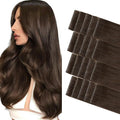 GOO GOO Invisi Edge Tape in Hair Extensions Human Hair, 4A Chocolate Brown 20pcs 14inch 50g, Virgin Remy Hair, Seamless Injected Tape, Natural Look