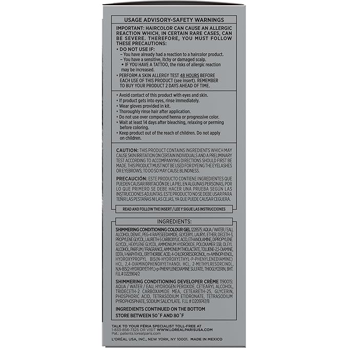 L’Oreal Paris Feria Multi-Faceted Shimmering Permanent Hair Color, Smokey Silver, Pack of 2 Hair Dye Kit
