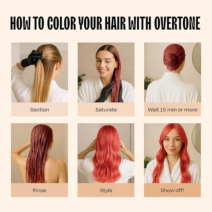 Overtone Semi Permanent Hair Color Conditioner, Desert Rose, 8 oz, Nourishing, Damage-Free, Color Depositing Mask for All Hair Types with Shea Butter & Coconut Oil, Vegan & Cruelty-Free