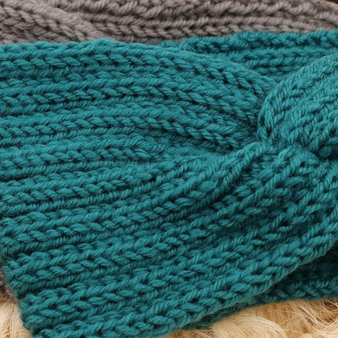 DRESHOW Knit Crochet Headband for Women Ear Warmer Soft Turban Stretch Warmer Headbands Winter Fashion Head Wrap