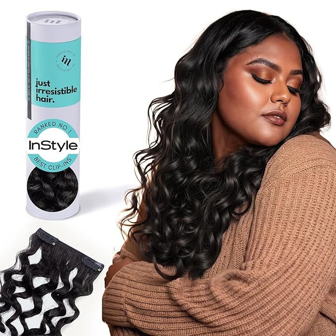 Irresistible Me 3A Curls Real Human Hair Extensions Clip Ins – 100% Human Hair Clip In Extensions for Length & Volume – Invisible Extension – Heat Resistant & Dyeable –Natural Black, 20 Inches