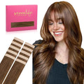 WENNALIFE Tape in Hair Extensions Human Hair Light Auburn Brown Tape in Extensions, 10pcs 30g 24 inch Remy Invisible Tape Ins Straight Colored Soft Real Human Hair Tape in Extensions Refill Set