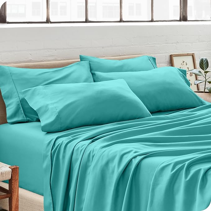 Bare Home Microfiber Bulk Pillow Cases - Standard/Queen Size Set of 4 - Cooling Pillowcases - Double Brushed - Turquoise Pillowcases 4 Pack - Easy Care (Standard - 4 Pack, Turquoise)