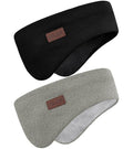 Winter Ear Warmer Headband for Men Women Double-Layer Knit Ear Muffs Cover with Fuzzy Lining for Running and Cycling (Black, Light Grey, One Size)