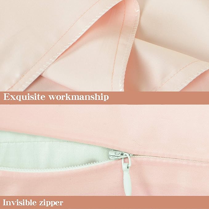 NTBAY Zippered Satin Pillow Cases for Hair and Skin, Luxury Queen Hidden Zipper Pillowcases Set of 2, 20x30 Inches, Pink