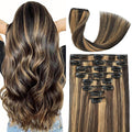 Clip in Hair Extensions Real Human Hair 16inch 8pcs 90g Seamless Balayage Dark Brown Hair Extensions Clip Ins Double Weft Dark Brown Highlight Chestnut Brown Invisible Straight Remy Human Hair