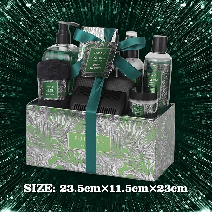 Christmas Bath and Body Gift Basket Set for Men Dad Birthday Men Gift Set Gifts for Him Spa Kit Perfume Spa Bath Gift Set husband gift baskets for man, Mens Bath Beard Gift Basket Mens Gift Set