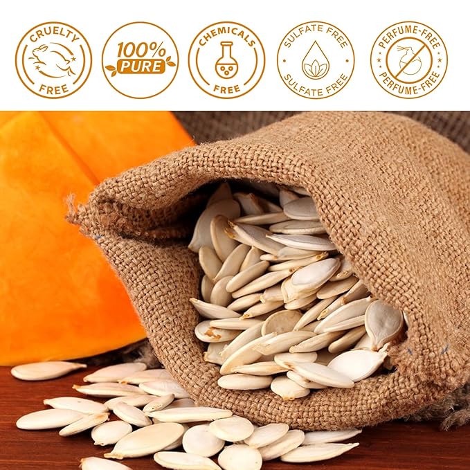 Pumpkin Seed Oil, Pumpkin Seed Essential Oil for Hair Growth & Dry Damaged Hair, Strengthen Hair Thickness, Nourish Hair scalp, Moisturizer Serum for Skin, Face & Body, 2.02 Fl Oz