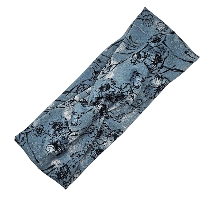 Soft Stretchy Headband, 3-in-1 Versatile Twist Style, One-Piece (Floral Blues, Adult)