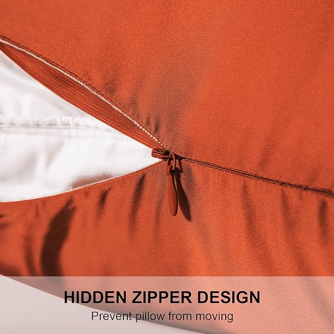 Mulberry Silk Pillowcase for Hair and Skin,Queen Size Cooling Silk Pillow Case with Hidden Zipper,Allergen Proof Dual Sides Soft Breathable Smooth Silk Pillow Cover for Women(Queen,Orange)