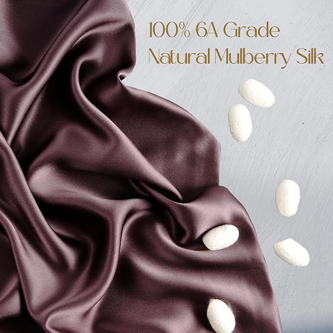 ZIMASILK 100% Pure Mulberry Silk Pillowcase for Hair and Skin Health,Soft and Smooth,Both Sides Premium Grade 6A Silk,600 Thread Count,with Hidden Zipper,1pc (King 20''x36'',Dark Mauve)