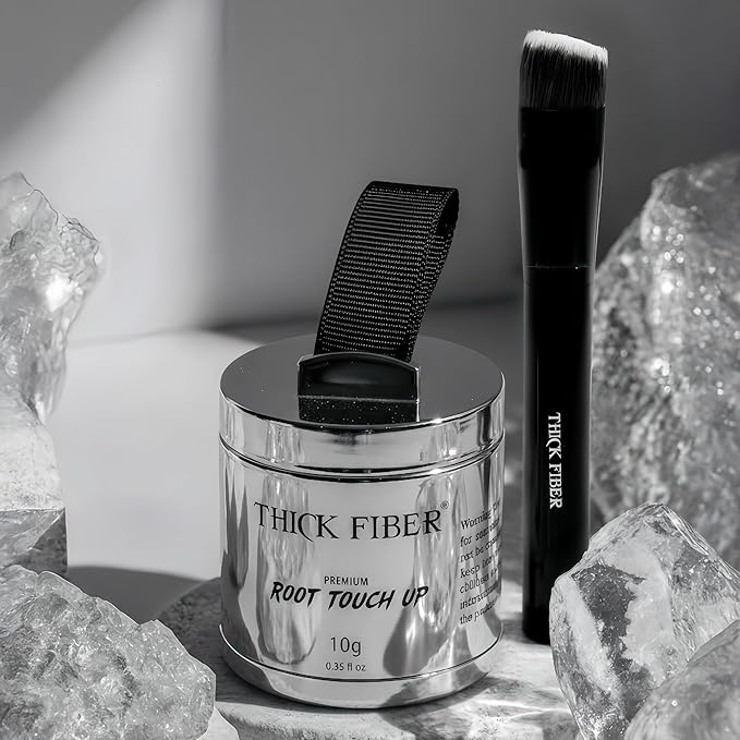 THICK FIBER Root Touch Up Powder with Brush – Covers Grey Roots, Thinning Hair & Bald Spots – Sweat & Water Resistant for Men & Women (Blonde, 0.35 Ounce (Pack of 1))