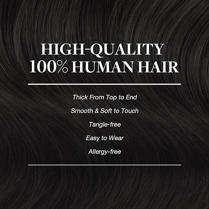 GOO GOO Clip in Hair Extensions Real Human Hair, Remy Human Hair Extensions Clip ins for Women, Natural Human Hair, 16inch 160g 7Pcs, #1B Natural Black