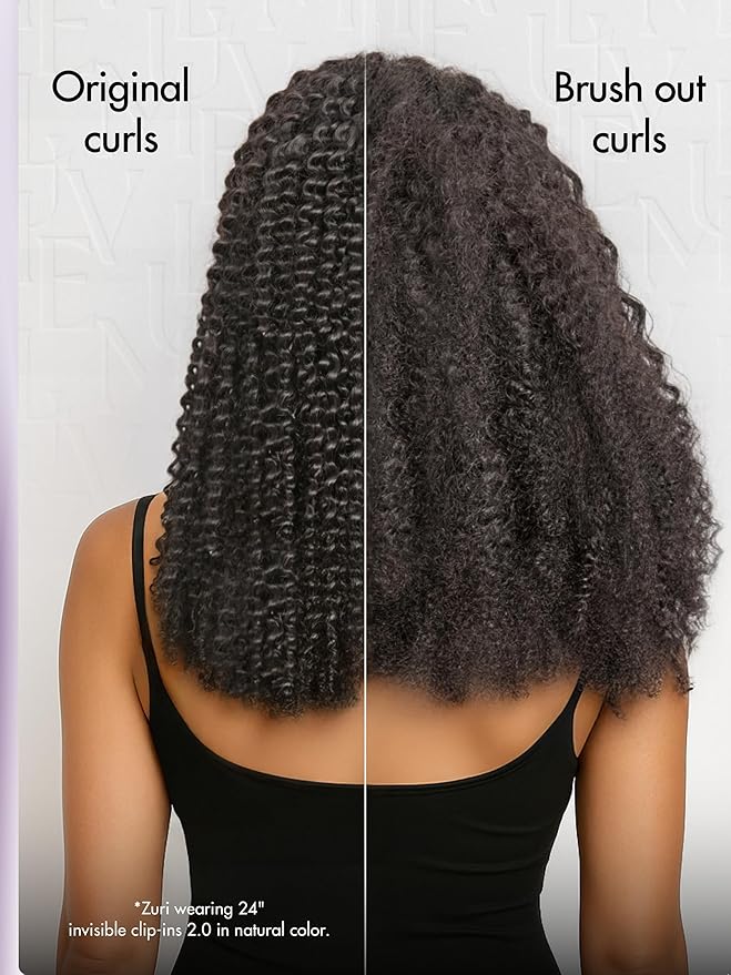 LUVME Invisible Clip ins Hair Extensions Deep Kinky Curly Real Human Hair Remy Hair Clip ins for Women, Natural Human Hair, 20 inch 110g 6Pcs, Natural Black
