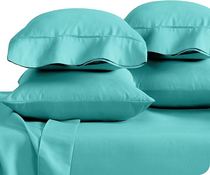Bare Home Microfiber Bulk Pillow Cases - Standard/Queen Size Set of 4 - Cooling Pillowcases - Double Brushed - Turquoise Pillowcases 4 Pack - Easy Care (Standard - 4 Pack, Turquoise)