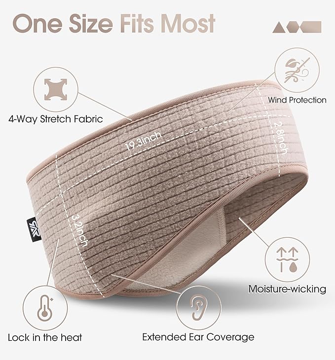 SUNMECI Lightweight Soft Fleece Headband - Breathable Ear Muffs for Men Women in Winter Running Cycling Ski Comfortable Warm for Clod Weather Sports