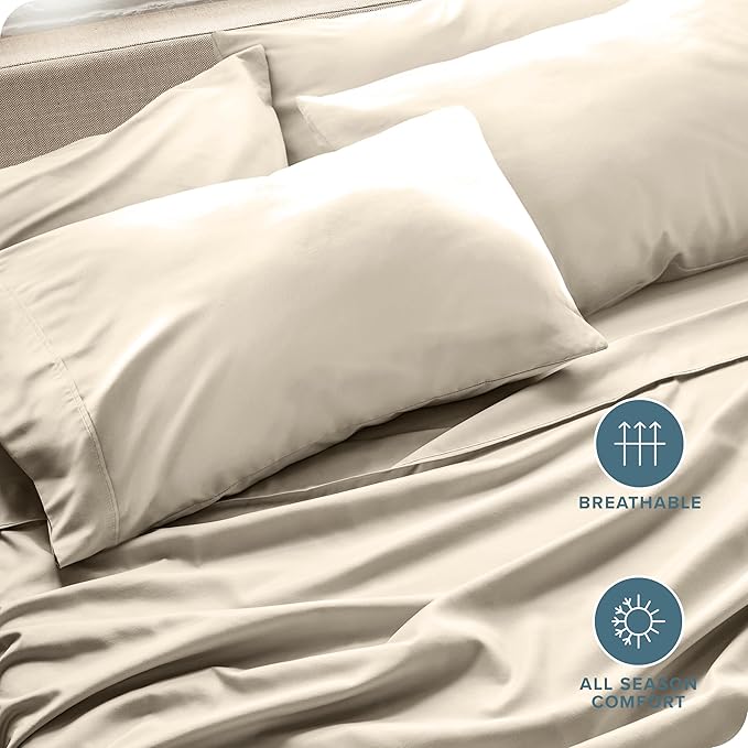 Bare Home Microfiber Bulk Pillow Cases - King Set of 4 - Cooling Pillowcases - Double Brushed - Sand Pillowcases 4 Pack - Easy Care (King - 4 Pack, Sand)