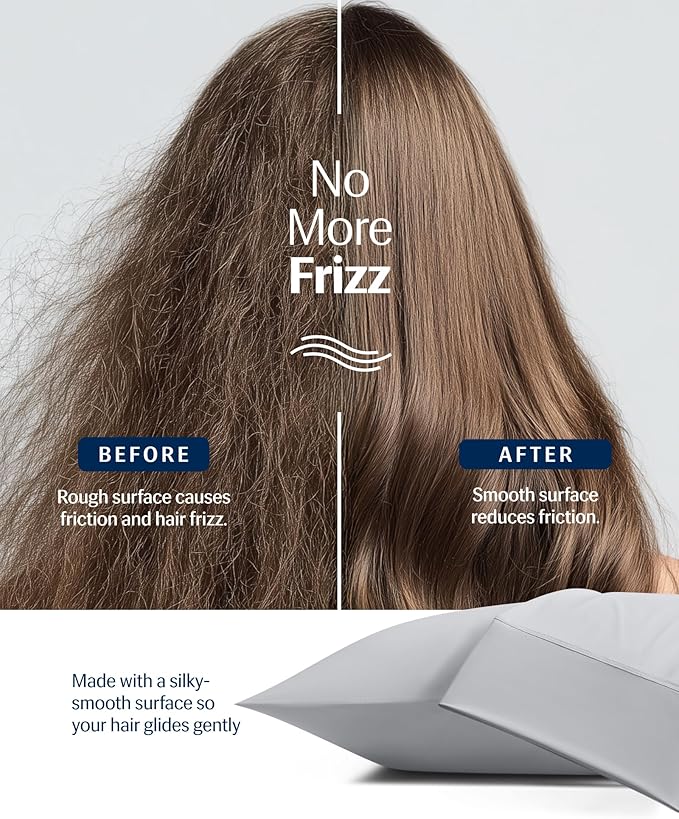 REST® Evercool®+ Cooling Pillowcases King - 2 Pillowcases for Sensitive Skin, Silver Infused Fabric for Hygienic Sleep, Silky Smooth for Curly Hair, High Elastic for Snug Fit (19x35 inches)
