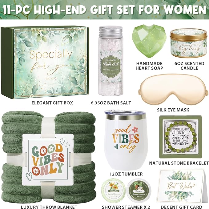 Christmas Birthday Gifts for Women Self Care Gift, Get Well Soon Gift Baskets Relaxing Spa Care Package for Women with Blanket, Unique Gifts Idea for Mom Mother Her Wife Girlfriend Best Friend Sister