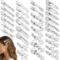 32pcs Star Heart Metal Hair Clips, 16 Styles Silver Hair Clip Alligator Barrettes, Bow Wavy Non-Slip 2000s Hair Accessories for Women Daily, Party