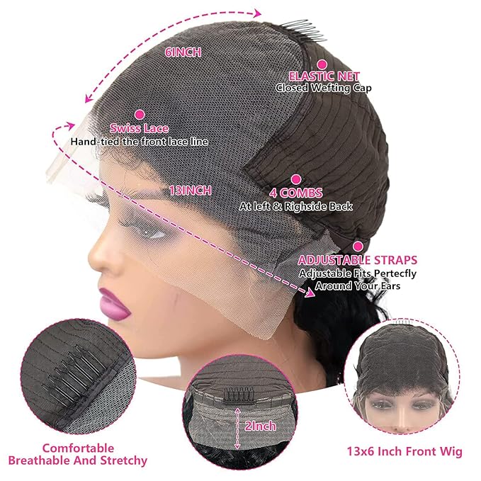 13x6 Straight Lace Front Wigs Human Hair HD Transparent Lace Front Human Hair Wigs for Black Woman Brazilian Lace Frontal Wigs Glueless Wigs Pre Plucked Natural Color 30inch