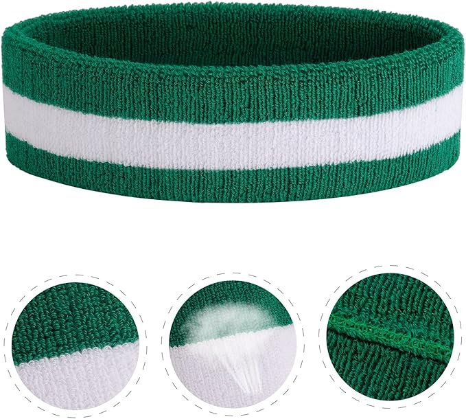 ONUPGO Sweatband Headbands for Men & Women -12PCS Sports Headbands Moisture Wicking Athletic Cotton Terry Cloth Headband for Tennis,Basketball,Football,Gym,Working Out