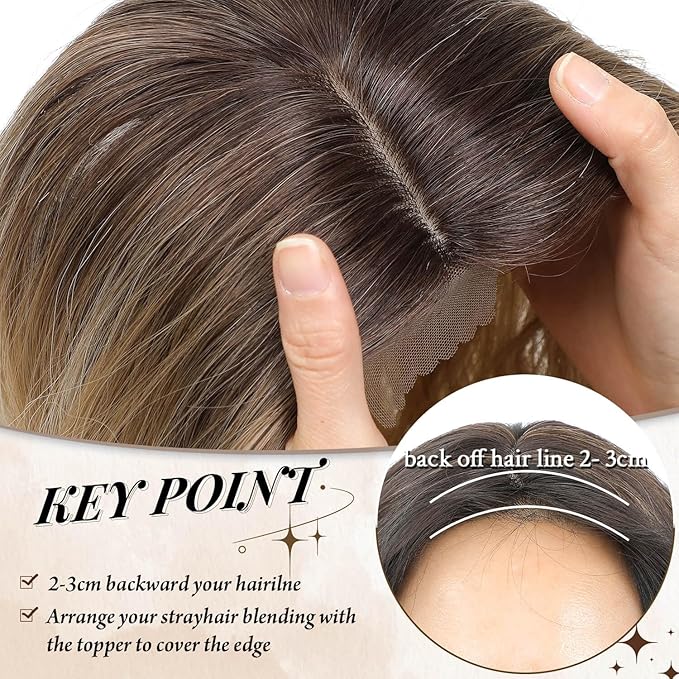 MORICHY Hair Toppers for Women Clip in Hair Topper with Bangs 20inch Buttery Blonde with Highlights Long Wavy Curly Synthetic HairPieces for Women