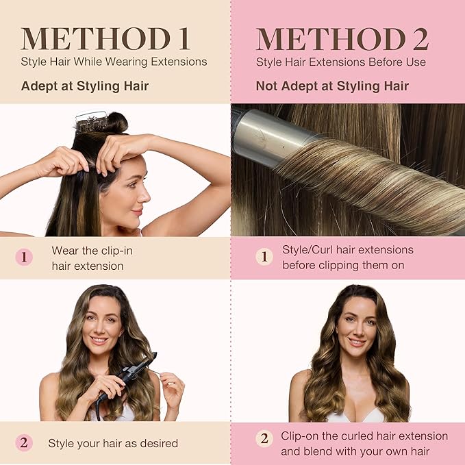 GOO GOO Clip in Hair Extensions Real Human Hair, Remy Human Hair Extensions Clip ins for Women, Natural Human Hair, 22inch 110g 7Pcs, 2/6/2 Balayage Dark Brown to Chestnut Brown
