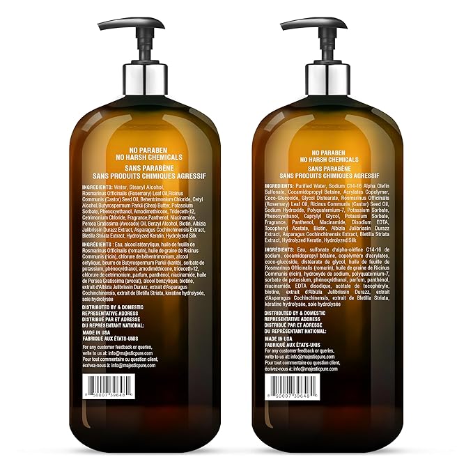 MAJESTIC PURE Biotin Shampoo and Conditioner Set with DHT Blocker Complex - Hydrating, Nourishing & Supporting Healthy Hair, Sulfate Free, for Men & Women - 16 fl oz each