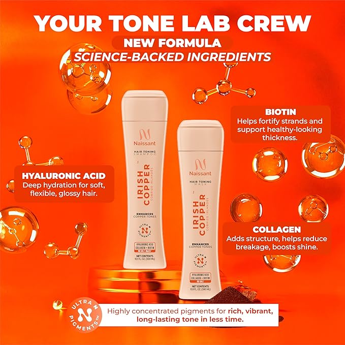 naissant Irish Copper Hair Toning Mask | Ultra High-Purity Pigments | Deposits Deep Copper Tone | Hyaluronic Acid, Collagen & Biotin | Paraben, Ammonia & Sulfate Free | 10.1 Fl. Oz