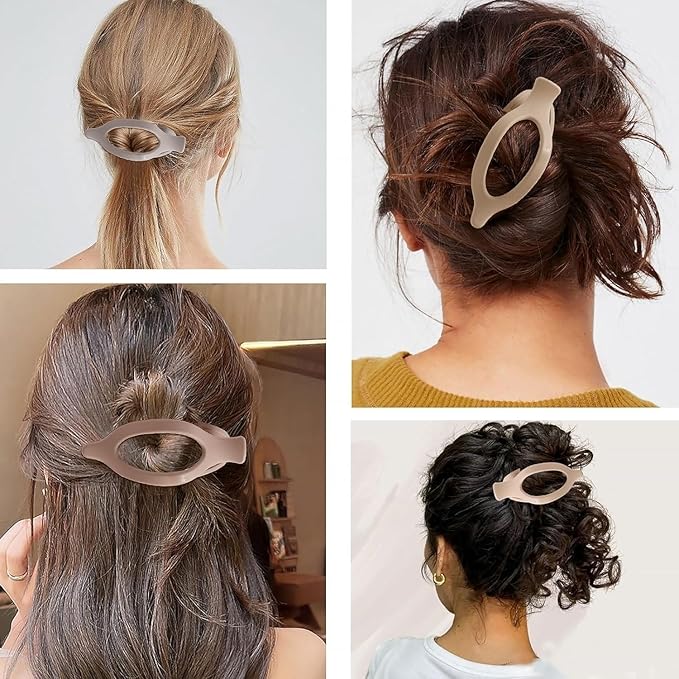 Flat Hair Claw Clips for Women,Matte Medium Hair Clips for Thick & Thin Hair- Comfortable Everyday Use for Office, Yoga, Party & Casual Styling (4PCS E)