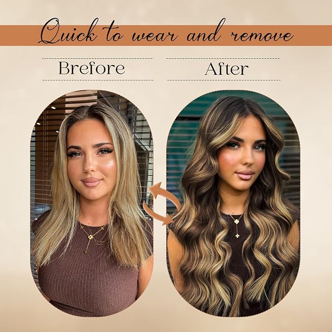 Clip in Hair Extensions Real Human Hair 16inch 8pcs 90g Seamless Balayage Dark Brown Hair Extensions Clip Ins Double Weft Dark Brown Highlight Chestnut Brown Invisible Straight Remy Human Hair