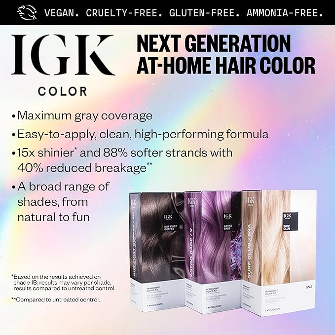 IGK Permanent Hair Dye Color Kit Set of Two | 5N Back To Brown - Natural Brown | 100% Gray Color Coverage + Strengthen + Shine | Ammonia Free