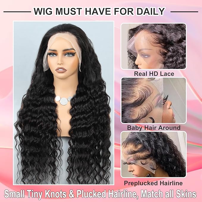 13x6 Loose Wave HD Lace Front Wigs Human Hair 200 Density 26 Inch 100% Real Human Hair 15A Loose Deep Wave Wig Human Hair Pre Plucked, No Synthetic Blend No Tangle No Shedding Triple Lifespan 3X