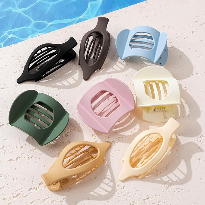 8 PCS Flat Hair Clips for Women French Matte Flat Claw Clips for Thick & Thin Hair No-Slip Hair Barrettes, Strong Hold Styling Accessories