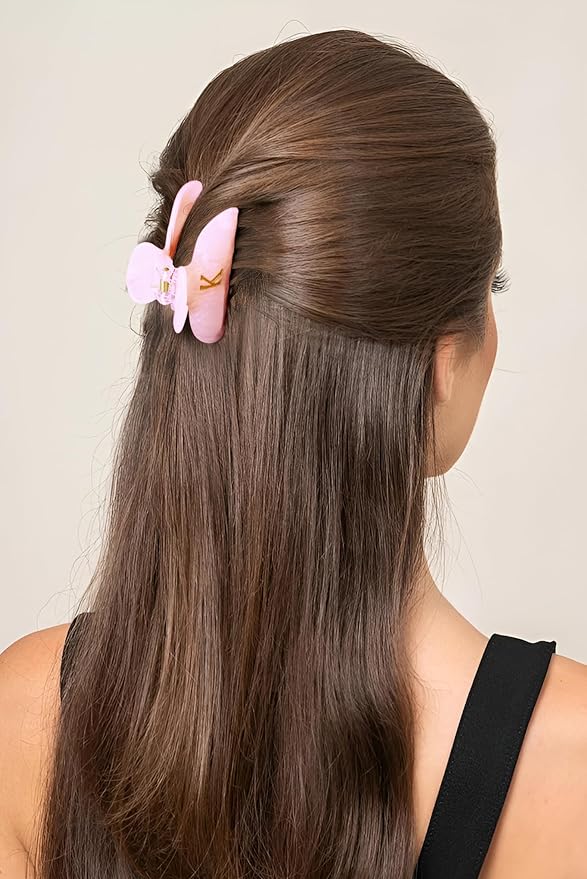 Trendy Aunt Gifts for Women - Pink Initial Glitter Claw Clips Durable Hair Clips, Birthday Gifts Christmas Gift for Aunt, Trendy Fashion Letter Hair Claw Clips, Letter M