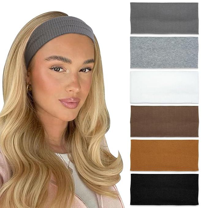 Headbands for Women Non Slip 6Pcs Thick Headbands Fashion Wide Headband Elastic Hairbands for Women's Hair Soft Head Band Workout Yoga Hair Accessories