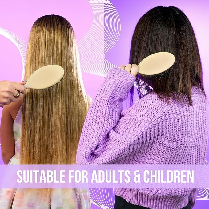 SimplyHair Ultimate Hair Extension Brush & Detangler Anti-Static, Dual Bristle Design, Soft Boar Bristle, Great for All Hair Types & Extensions - Biege Ombre Brush Ideal for Adults & Kids