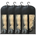 Jonley 4Pcs Wig Storage Wig Bags Storage with Hanger, Wig Storage Bag with Hair Extensions Wigs and Accessories, Breathable and Easy to Carry Home Hair Salon Travel Available (Black 23.5in)