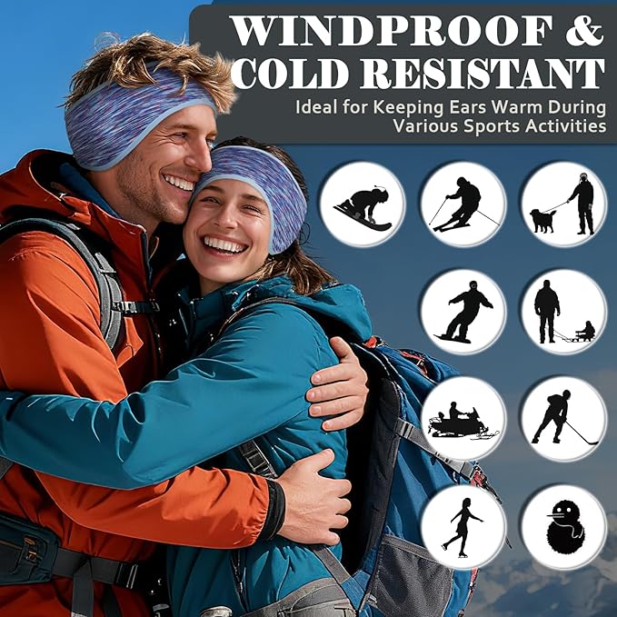 beister Ear Warmers for Women and Men, Fleece Winter Running Headbands with Ear Muffs, Windproof Thermal for Outdoor Sports