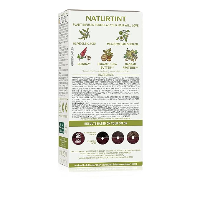 Naturtint 3R Black Cherry Permanent Hair Color (Pack of 1), Ammonia Free, Vegan, Cruelty Free, up to 100% Gray Coverage, Long Lasting Results (Packaging may vary)